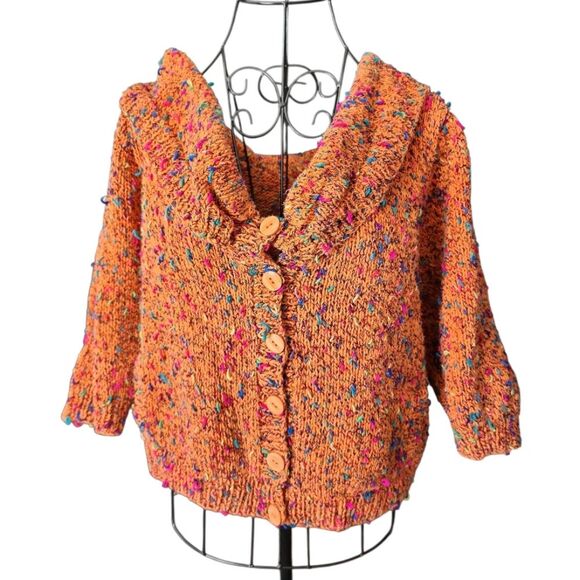 Purl One Australia Hand Knitted Crop Sweater One Size Tango Vintage Artsy Boho - Picture 1 of 11